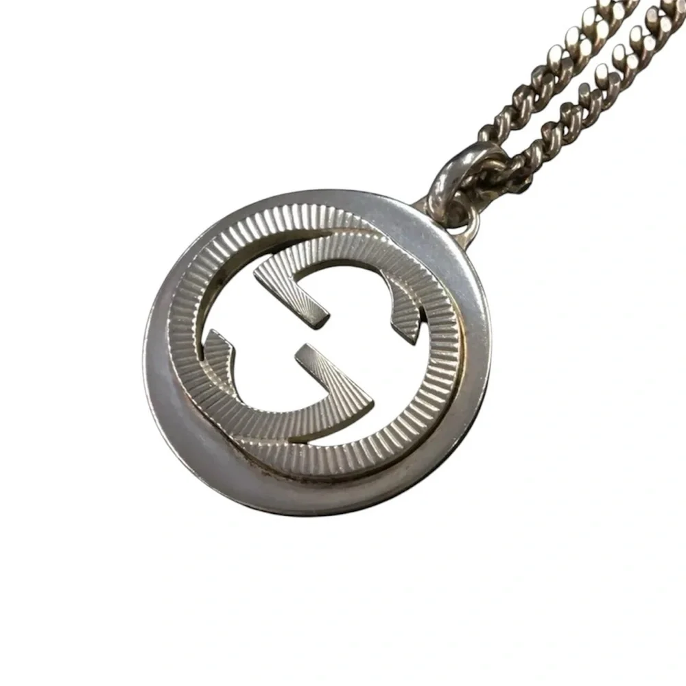 Authentic GUCCI Interlocking G Silver 925 Pendant Necklace